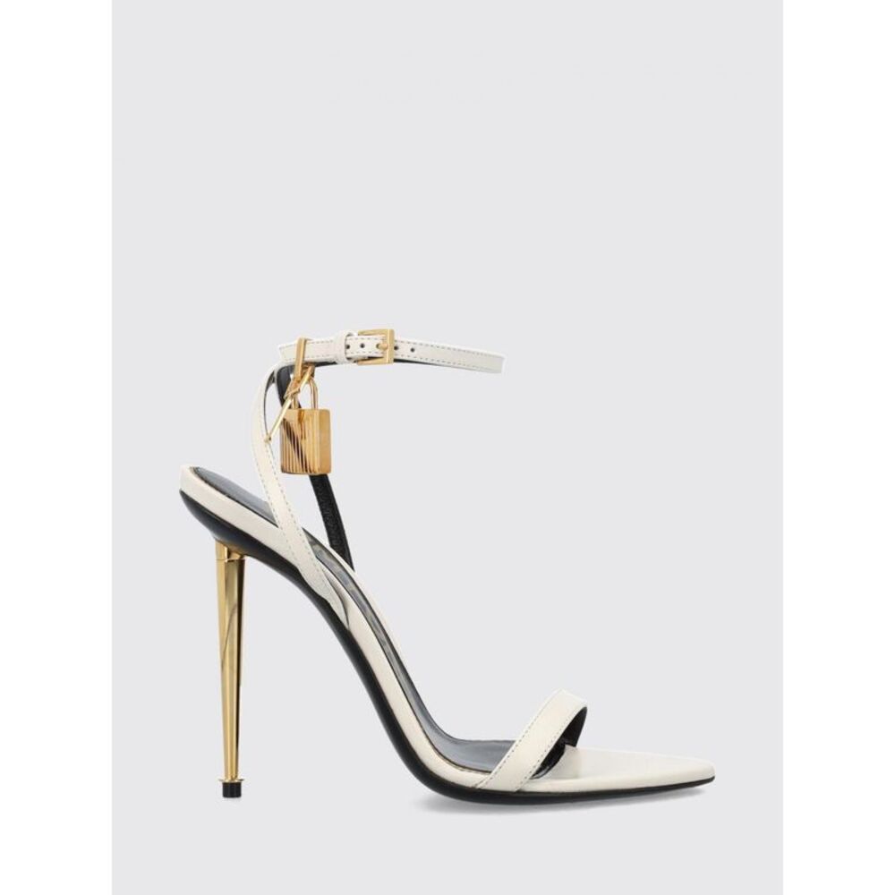 Tom Ford Padlock Leather Sandals With Stiletto Heel And Ankle Strap